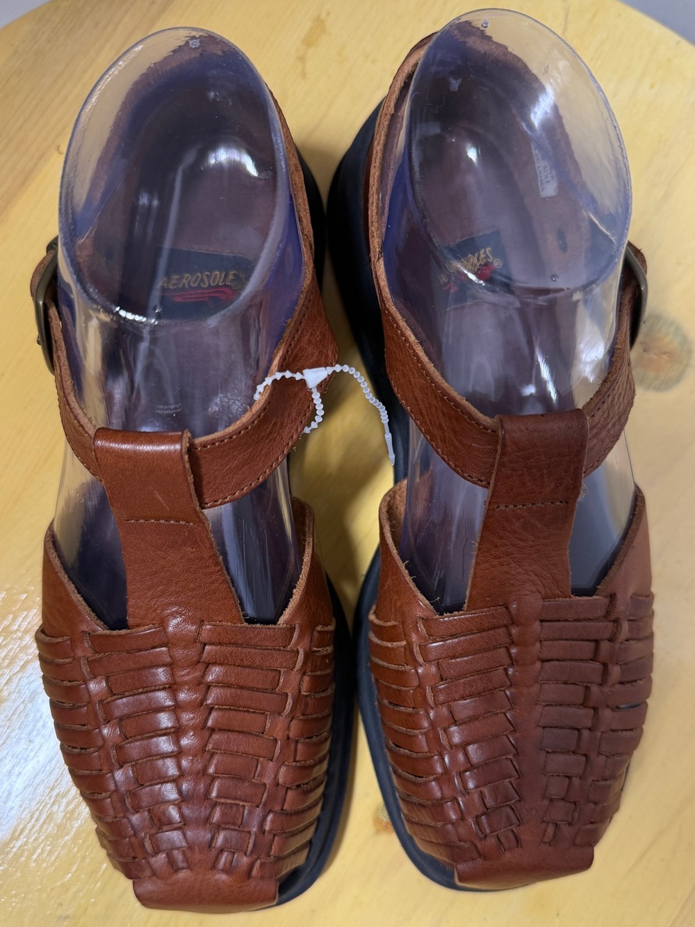 Aerosoles 90s Y2K Vintage Brown Leather Huarache Fisherman Sandals NWOT 8B - Picture 2 of 9